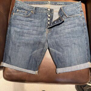 7 for all mankind standard button fly cut-off jean shorts 40